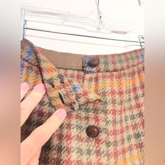 Vintage Valentino Boutique Wool Tweed Plaid Midi Skirt  Size 8 - Picture 7 of 8